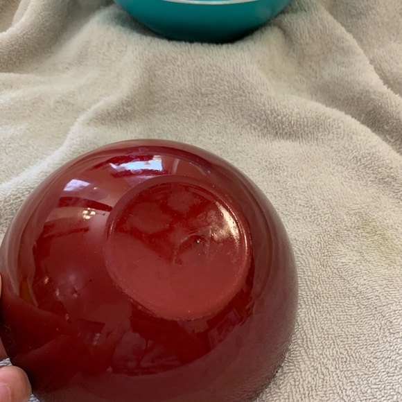 MCM Emalox Norway Aluminum Bowl Set 8" Turquoise Blue + 6" Red - Picture 3 of 8